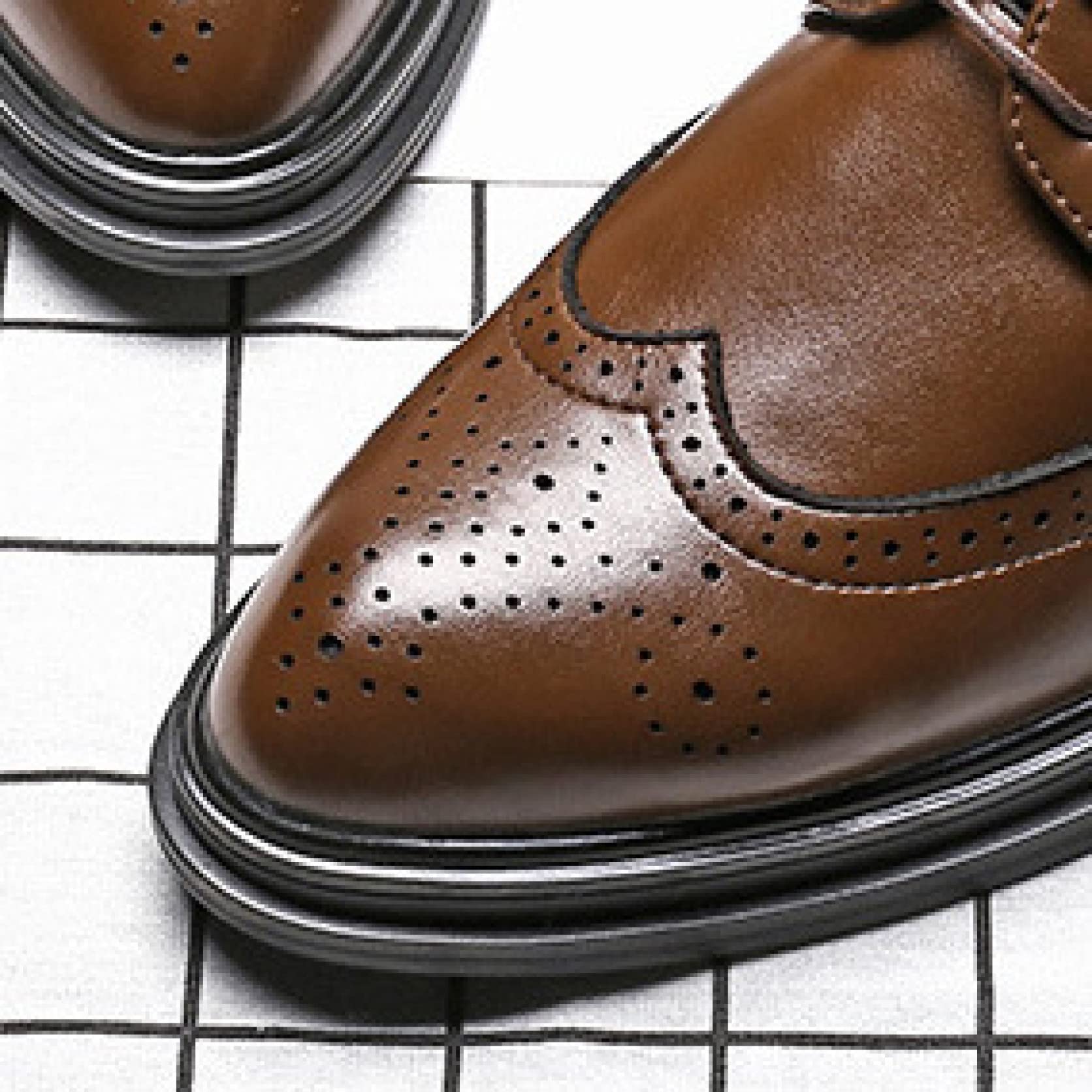 Stylish Men's Brogue Oxford Dress Shoes - Breathable Lace-Up Formal Business Shoes with Pointed Toe | Perfect for Office, Weddings & Special Occasions
