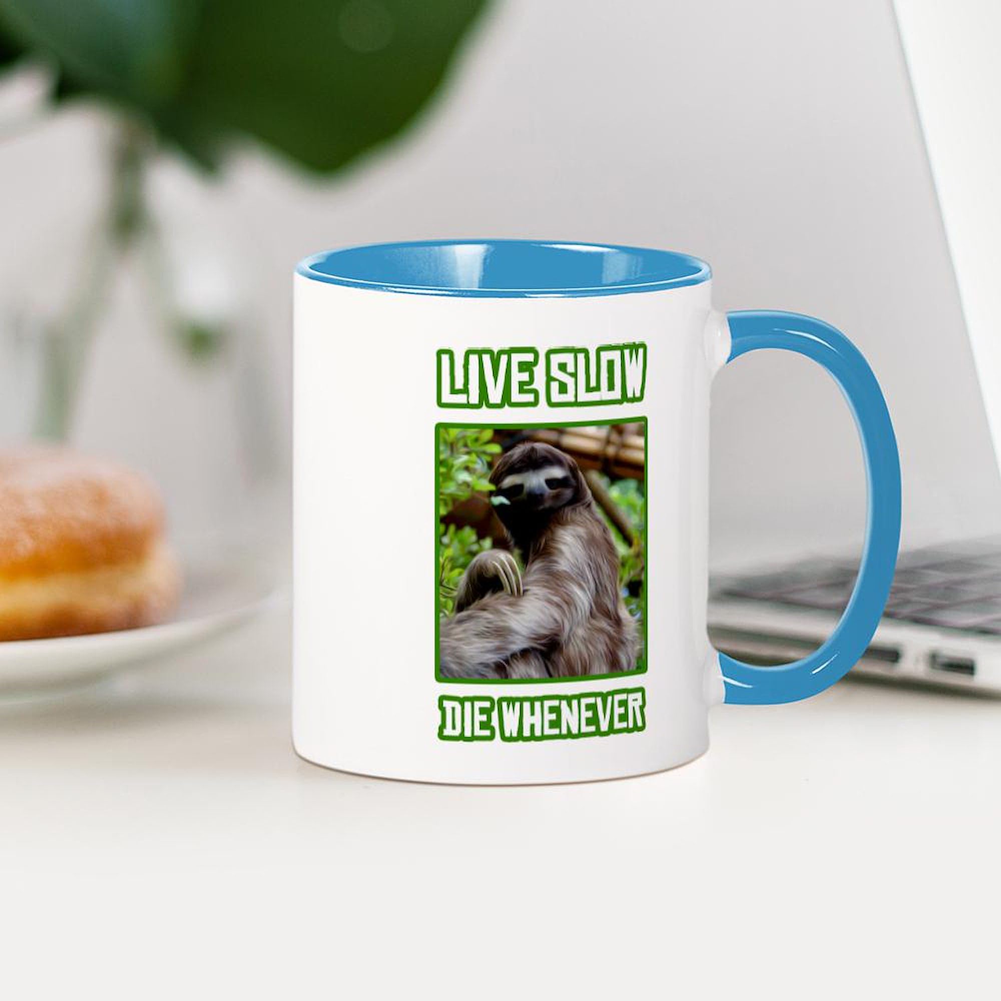 Live Slow Die Whenever 11 oz Ceramic Coffee Mug (325 ml) - Funny Sarcastic Gift for Office, Home & Travel - Perfect for Tea, Hot Chocolate & Coffee Lovers