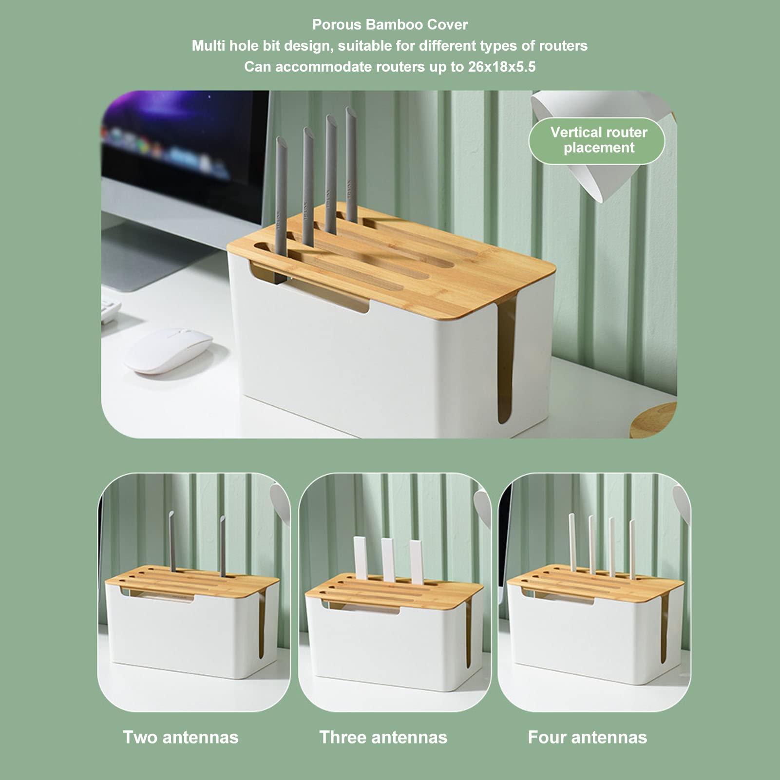 Stylish Router Storage Box for Living Room - Large Space Multi-Hole Cable Organizer with Simple Design | Perfect for WiFi Modem, Internet Hub & Home Office Organization