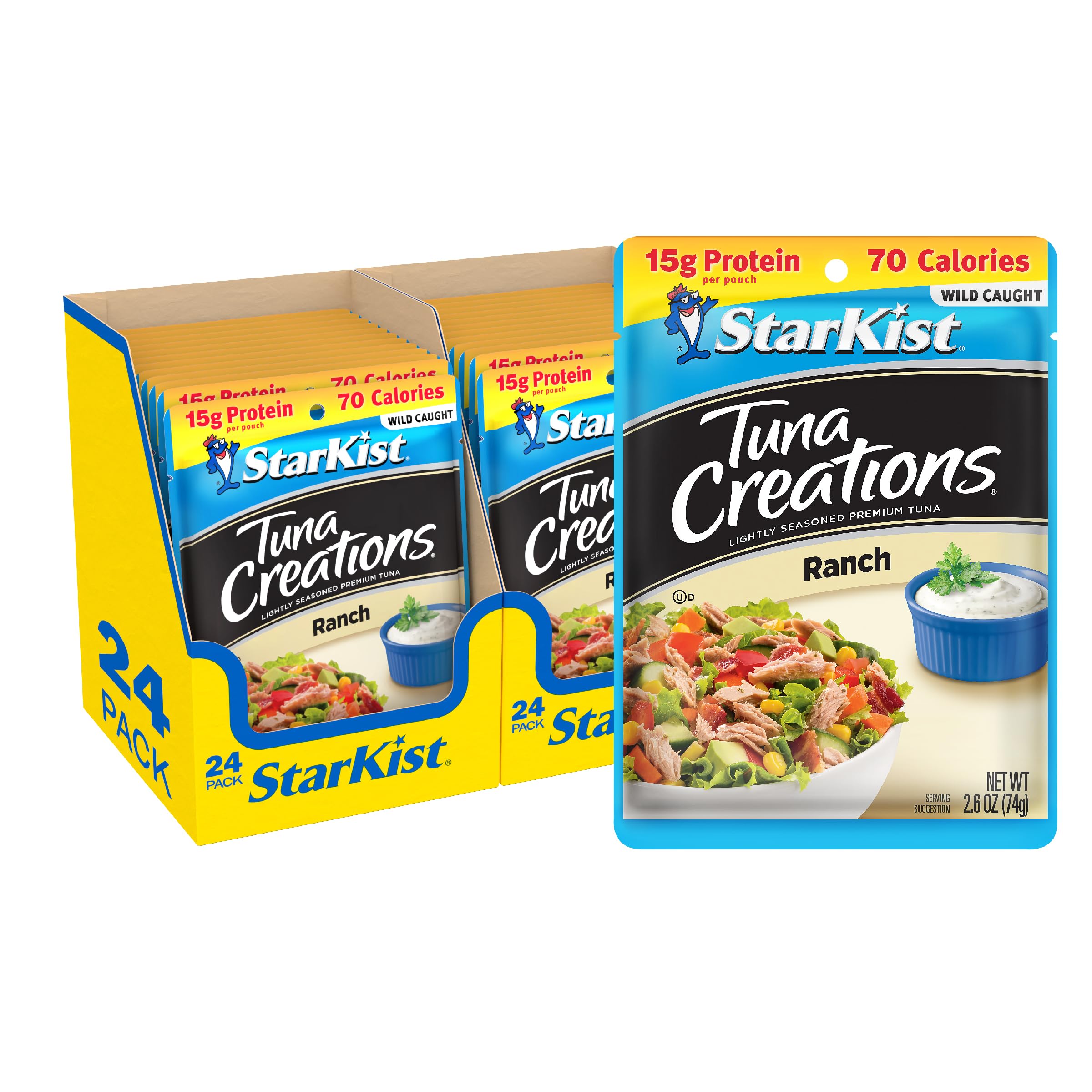 StarKist Tuna Creations Ranch Flavored Tuna in Pouch - 2.6 oz (24 Pack) | High Protein, Low Carb Snack for Lunch Box, Camping & Emergency Food Supply