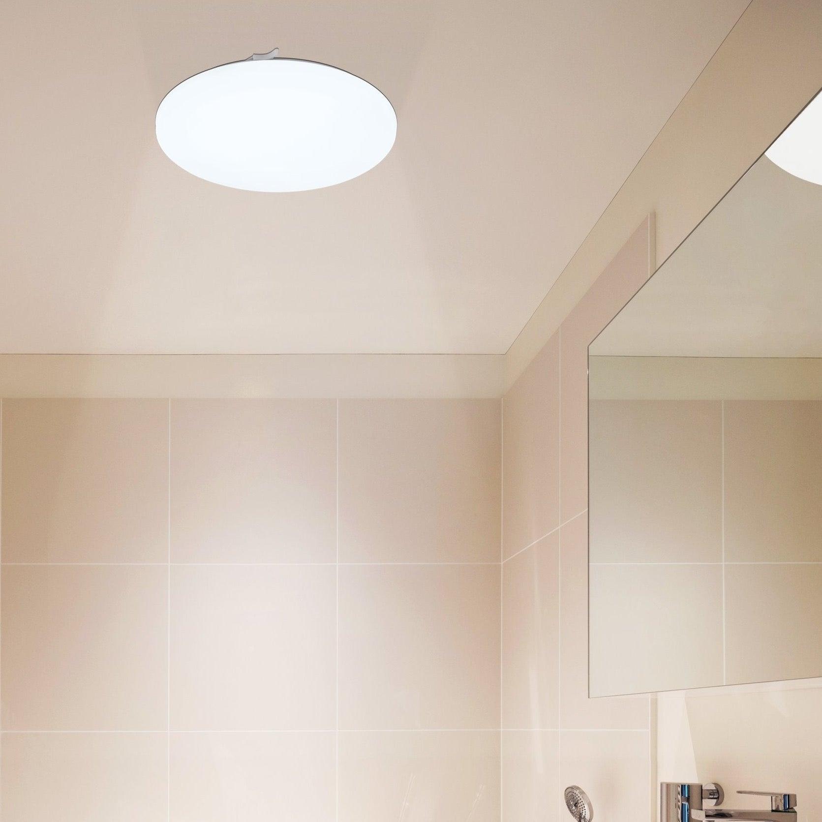 Eglo Frania IP44 LED Round Bathroom Ceiling Flush Light Fixture 33cm - Waterproof Dimmable Lighting for Bathroom, Shower & Spa Areas