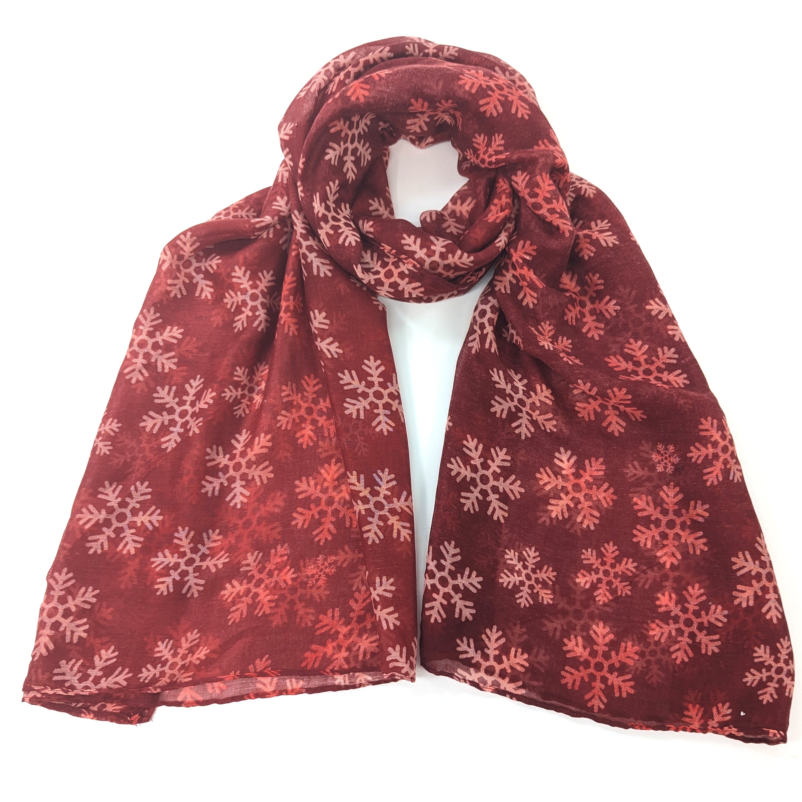 Red Snowflake Scarf and Bracelet Gift Set in a Cracker - Perfect Christmas Present, Holiday Accessories for Women, Winter Fashion Gift Idea