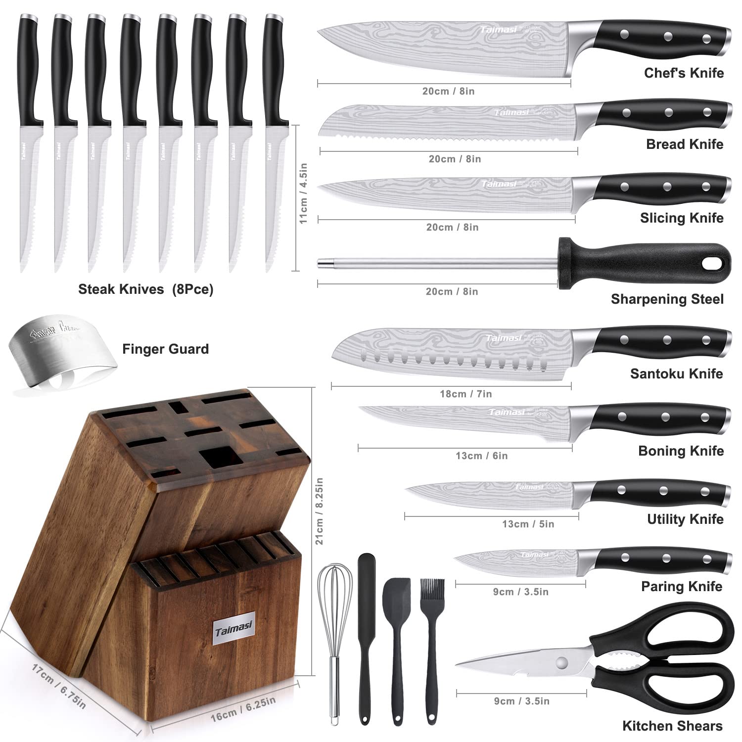 23-Piece Premium Kitchen Knife Set with Block & Sharpener - High Carbon Stainless Steel Chef Knives - Ultra Sharp Full-Tang Design - Perfect for Home Cooking, Professional Chefs & Gift Giving