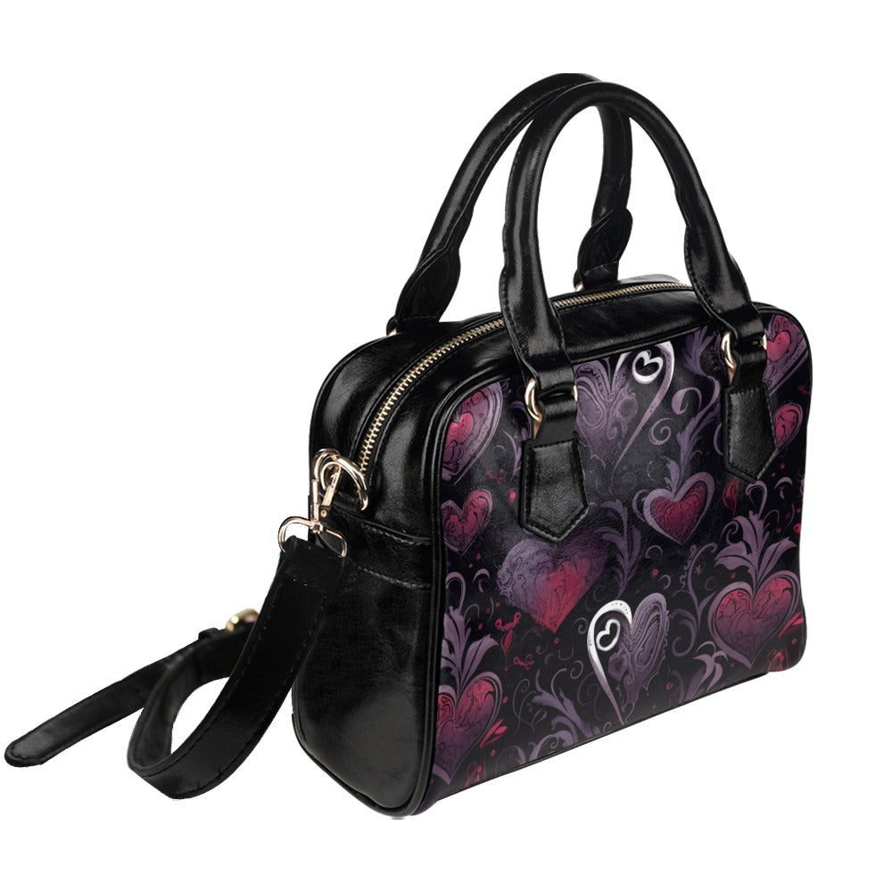 Gothic Hearts Shoulder Handbag for Women - Vintage Crossbody Purse with Adjustable Strap - Perfect for Parties, Dating, and Everyday Use
