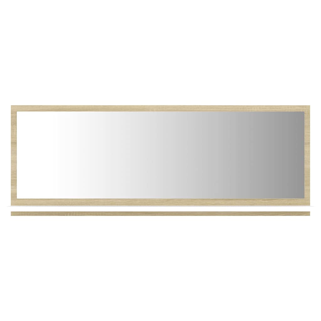 Wall Mounted Acrylic Bathroom Mirror with Open Shelves - White & Sonoma Oak (39.4