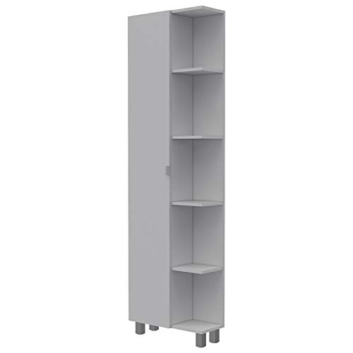 BOWERY HILL Modern White Linen Bathroom Storage Cabinet - Space Saving Vanity Organizer for Towels, Toiletries & Cosmetics | Perfect for Small Bathrooms & Powder Rooms