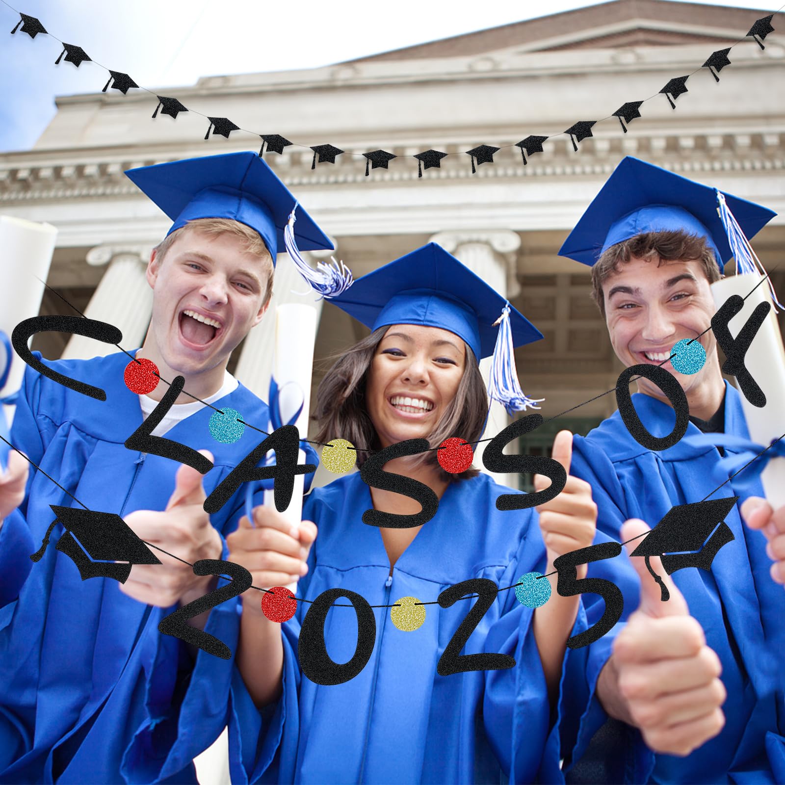Class of 2025 Graduation Banner - Black Commencement Decor for High School & College Graduation Party Decorations - Perfect for Wall Decor, Photo Backdrops & Graduation Celebrations