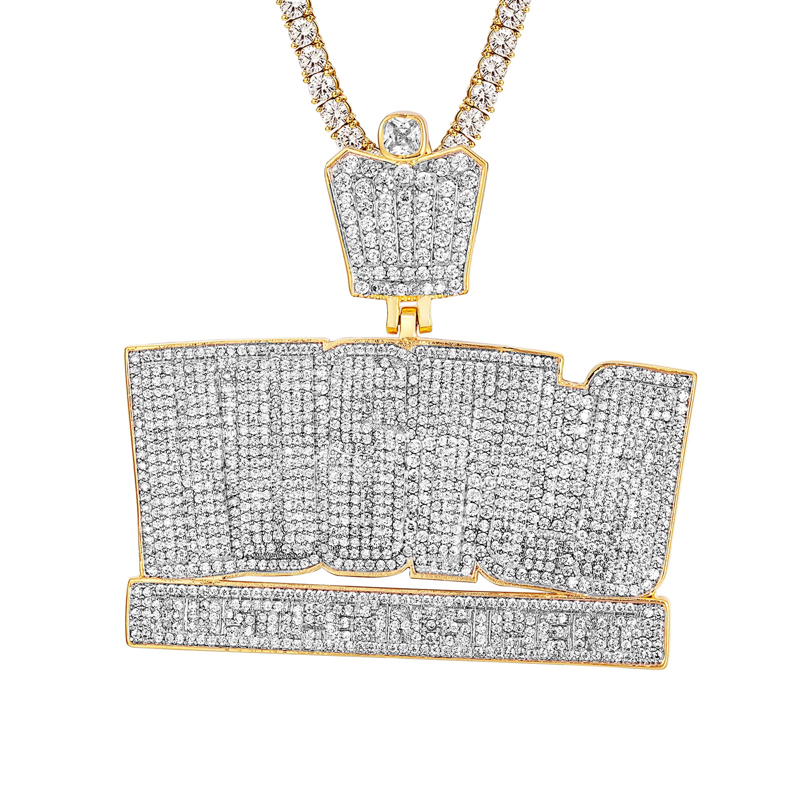 Elegant Sterling Silver Hustle In Silent Micro Pave Yellow Tone Pendant Necklace for Women | Perfect for Everyday Wear, Date Nights & Special Occasions