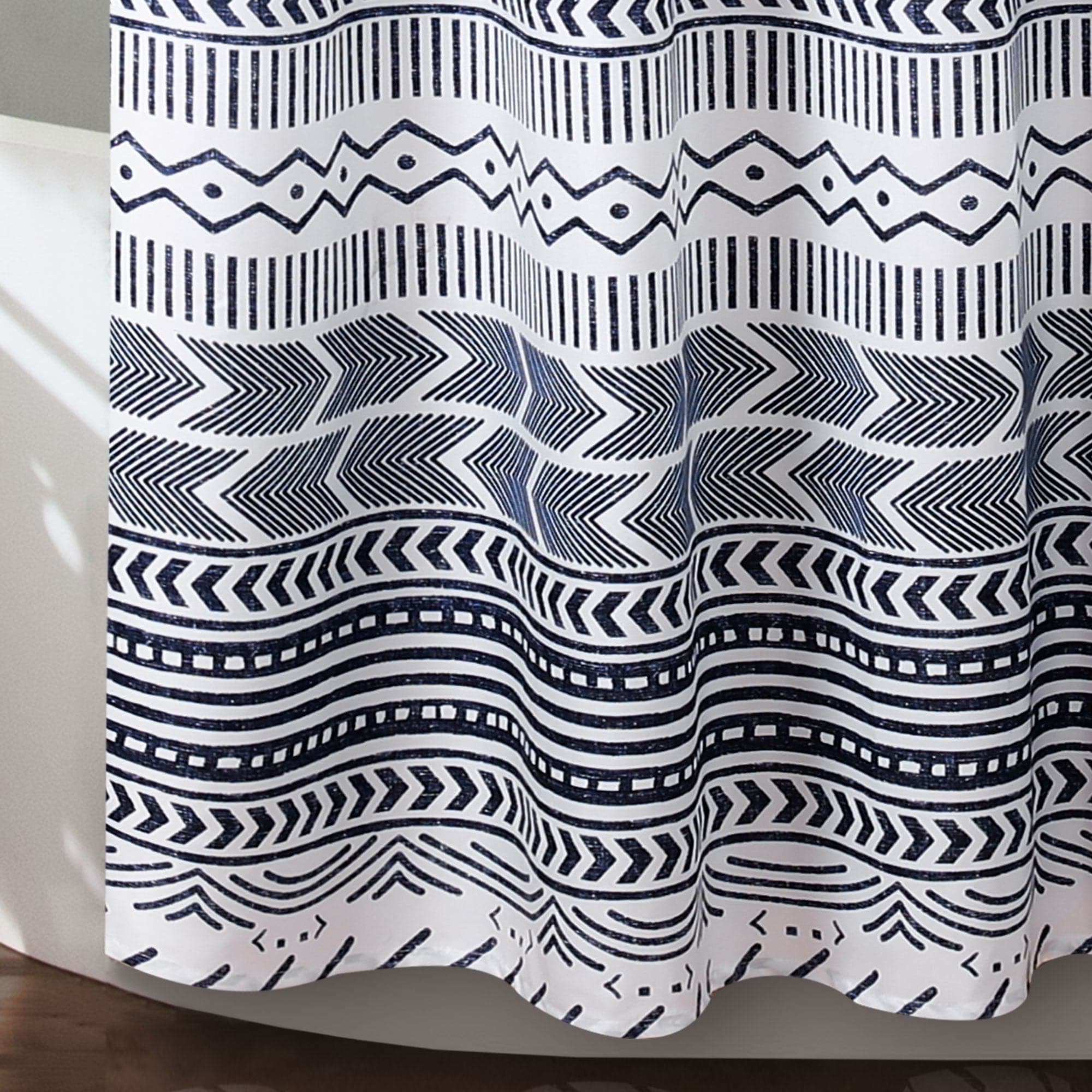 Hygge Geo Shower Curtain - Waterproof Bathroom Decor with Modern Geometric Pattern - Perfect for Cozy Home Spa & Scandinavian Style Bathrooms