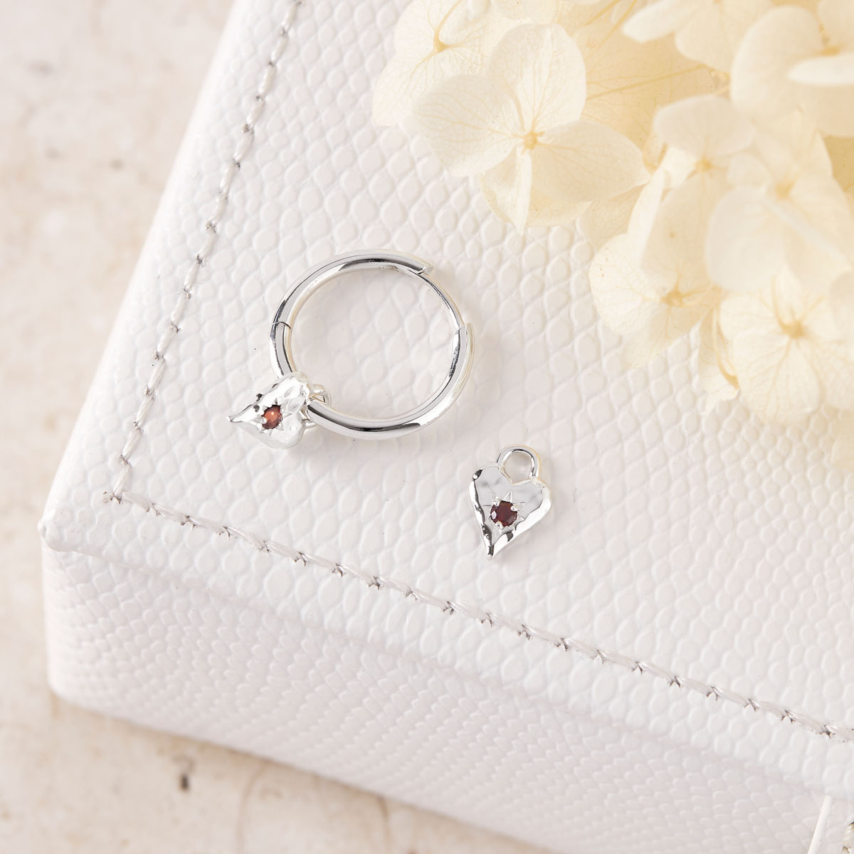Love Heart Garnet Ear Charms - Dainty Bohemian Earring Charms for Cartilage, Helix & Lobe Piercings | Perfect for Everyday Wear, Date Nights & Boho Jewelry Lovers