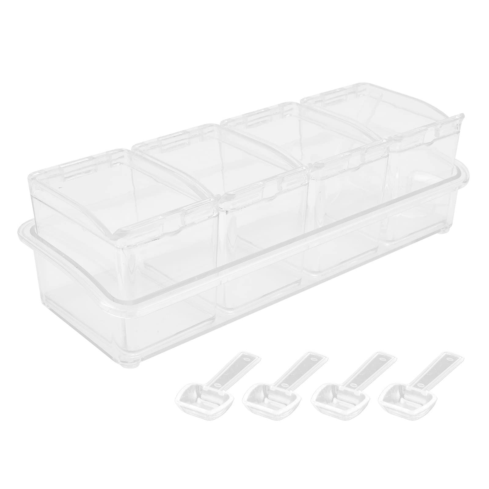 Premium PP+PS Spice Storage Containers with Lids & Measuring Spoons - Airtight Seasoning Jars for Salt, Sugar, MSG & Kitchen Spices | Ideal for Pantry Organization & Cooking Convenience