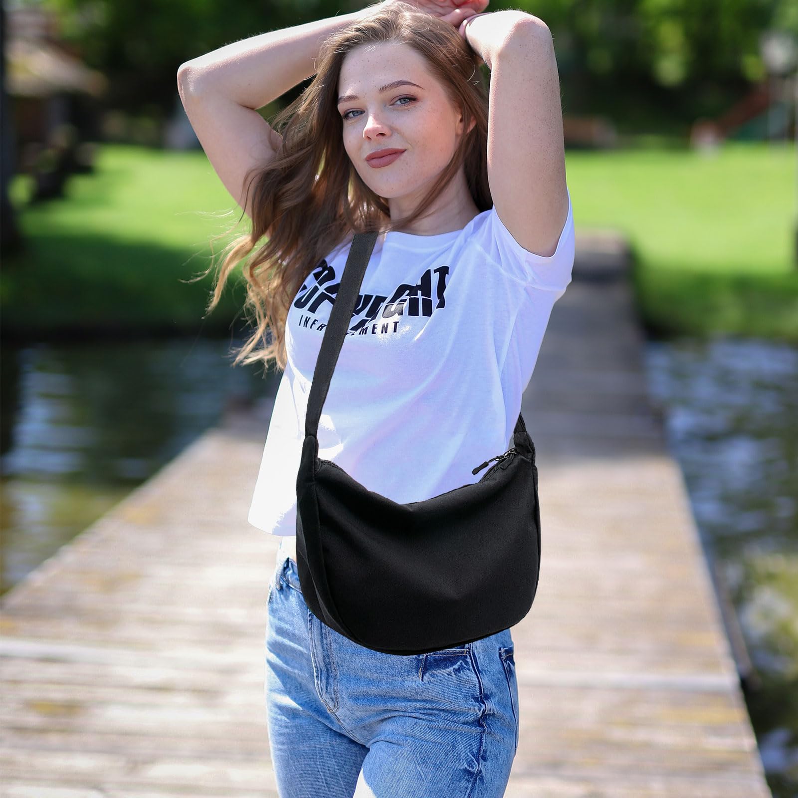 YAMEIZE Crossbody Bag for Women & Men - Adjustable Shoulder Strap Hobo Purse, Crescent Phone Bag, Dumpling Style Handbag - Perfect for Travel, Shopping & Daily Use