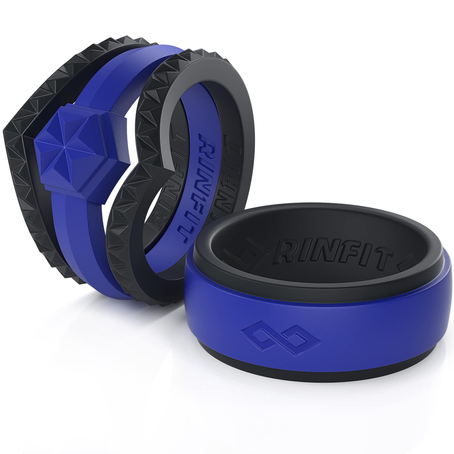 Rinfit Matching Silicone Wedding Bands for Couples - His and Hers Ring Sets Black/Red - Durable Comfort Fit Silicone Rings for Active Lifestyles - Gym, Swimming, Travel & Everyday Wear