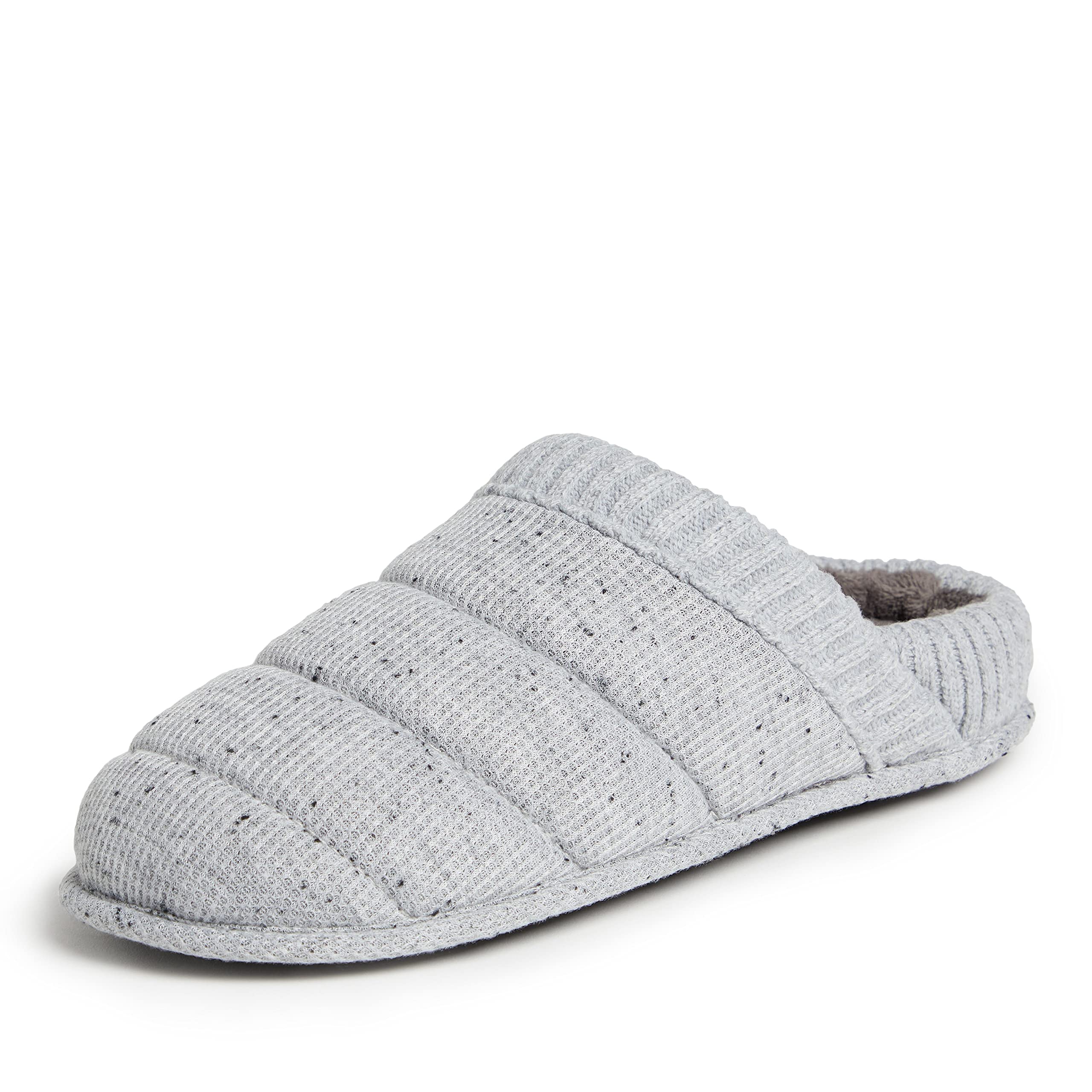 Dearfoams Men's Aiden Waffle Knit Clog Slippers - Comfortable House Shoes for Indoor & Outdoor Wear, Perfect for Relaxing at Home, Gardening or Quick Errands
