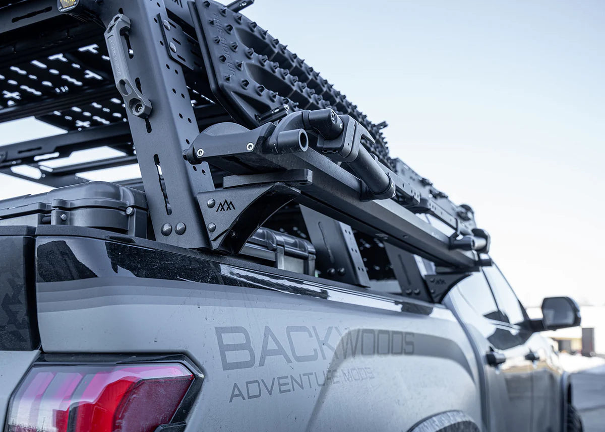 Backwoods Adventure Mods Universal Bike Tray Mounts for Truck Bed Racks - Secure Bike Transport for Off-Road Adventures & Camping Trips