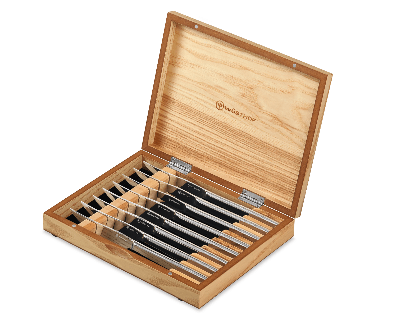 Premium Wusthof 8-Piece Stainless Steel Steak Knife Set with Olivewood Gift Box - Perfect for Fine Dining, BBQ Parties & Wedding Gifts