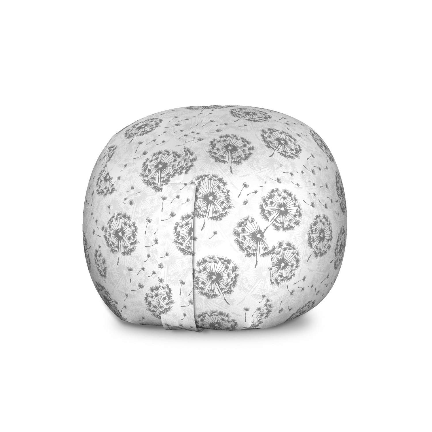 Ambesonne Large Washable Storage Bag Chair - Grey Dandelion Pattern Stuffed Animal Organizer | Perfect for Kids' Room, Nursery, Playroom & Toy Storage (Dimgray Pearl & White)