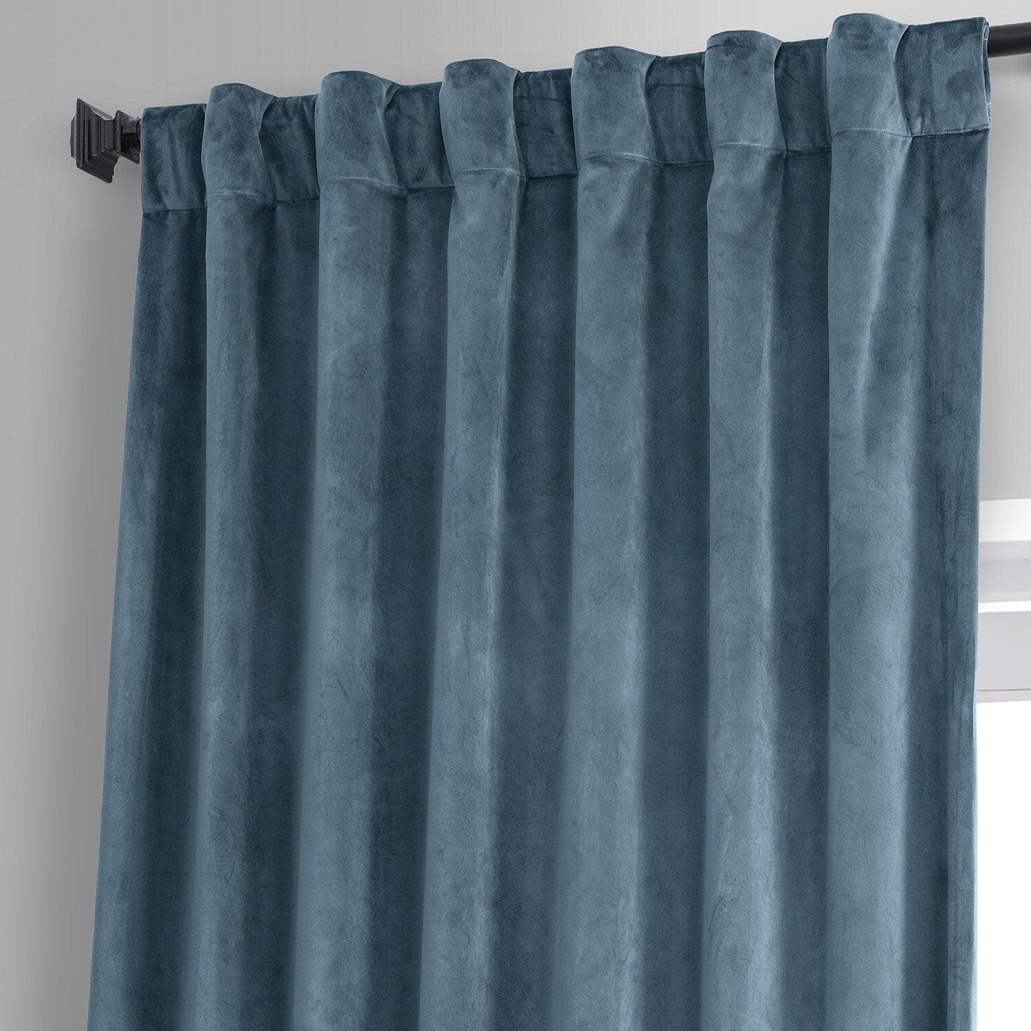 Luxury Oxford Blue Signature Plush Velvet Blackout Curtains for Bedroom & Living Room - Noise Reducing Thermal Insulated Drapes for Hotels, Home Theater and Nursery