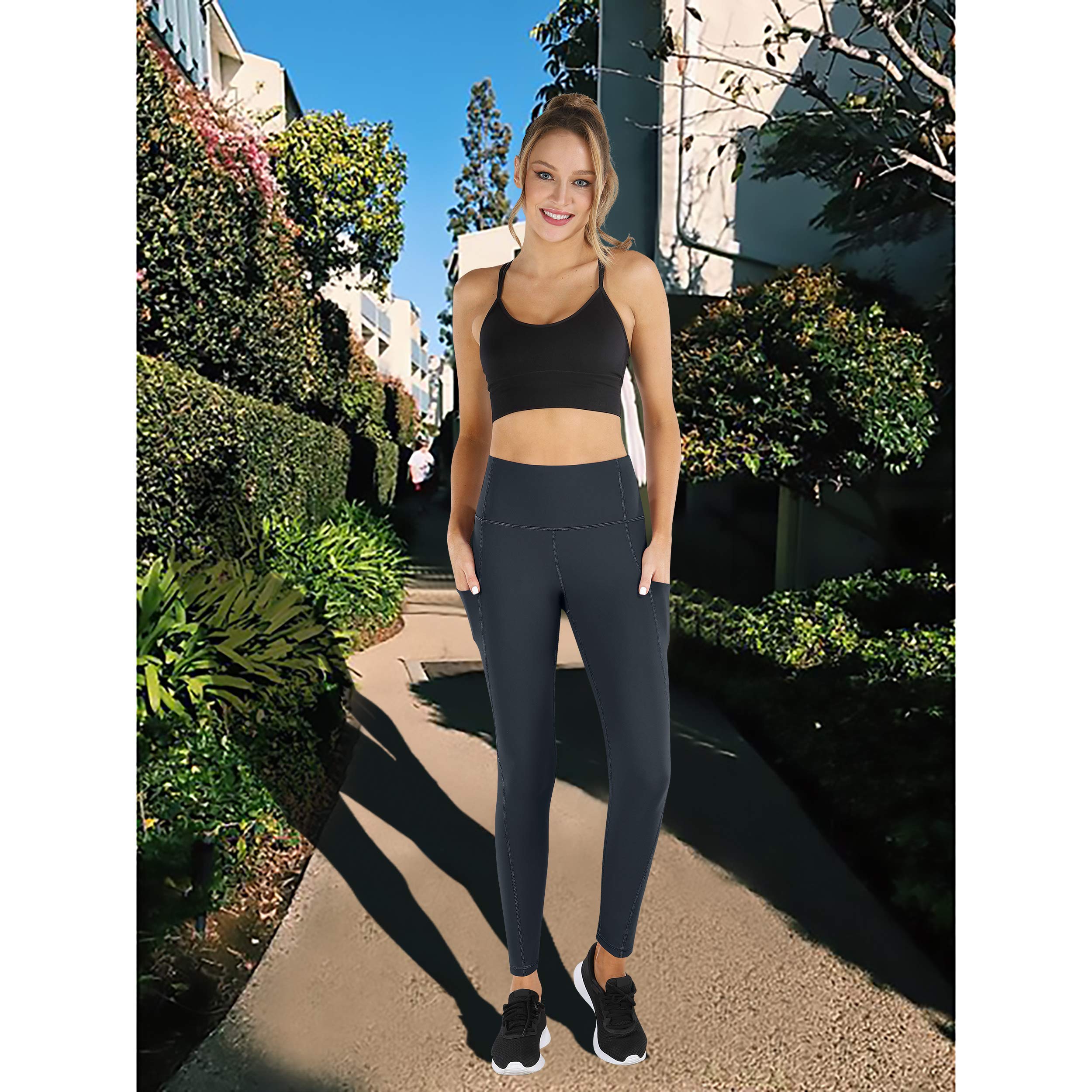 PHISOCKAT High Waist Yoga Pants for Women with Pockets - Tummy Control Workout Leggings - Comfortable Gym & Running Pants for Yoga, Pilates & Daily Wear