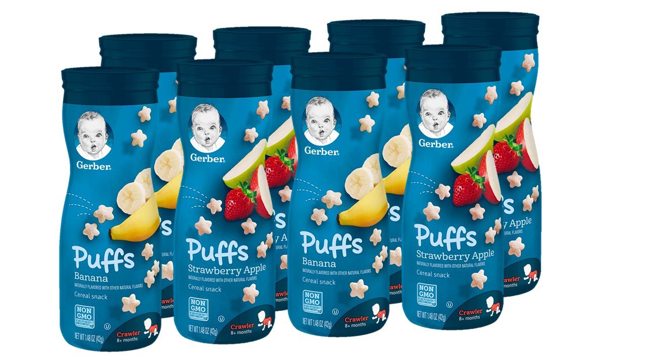 Gerber Baby Food Pouches & Toddler Snacks Variety Pack - 18 Organic Fruit & Veggie Puree Pouches + 8 Snack Puffs | Healthy On-the-Go Baby Food for Travel, Daycare & Outdoor Adventures