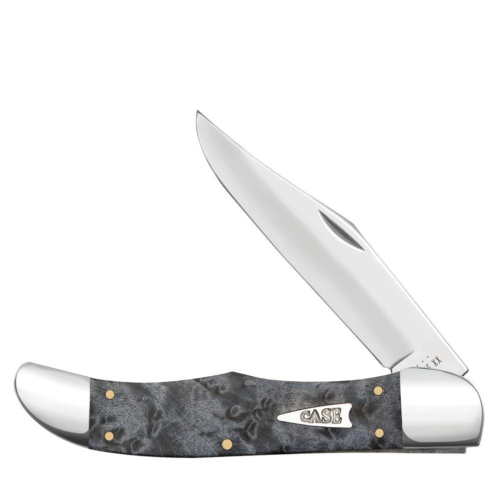 Case Knives Gray Birdseye Maple Smooth Folding Hunter Pocket Knife - Premium Wood Handle Outdoor Camping, Hunting & EDC Gear