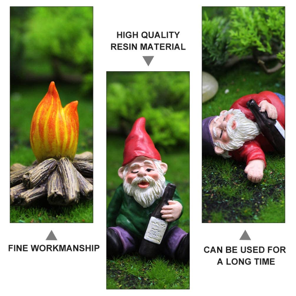 VOSAREA 4-Piece Resin Garden Dwarf Figurine Set - Cute Outdoor Decorations for Lawn, Yard, and Flower Bed - Perfect for Fairy Gardens, Landscaping, and Seasonal Home Decor