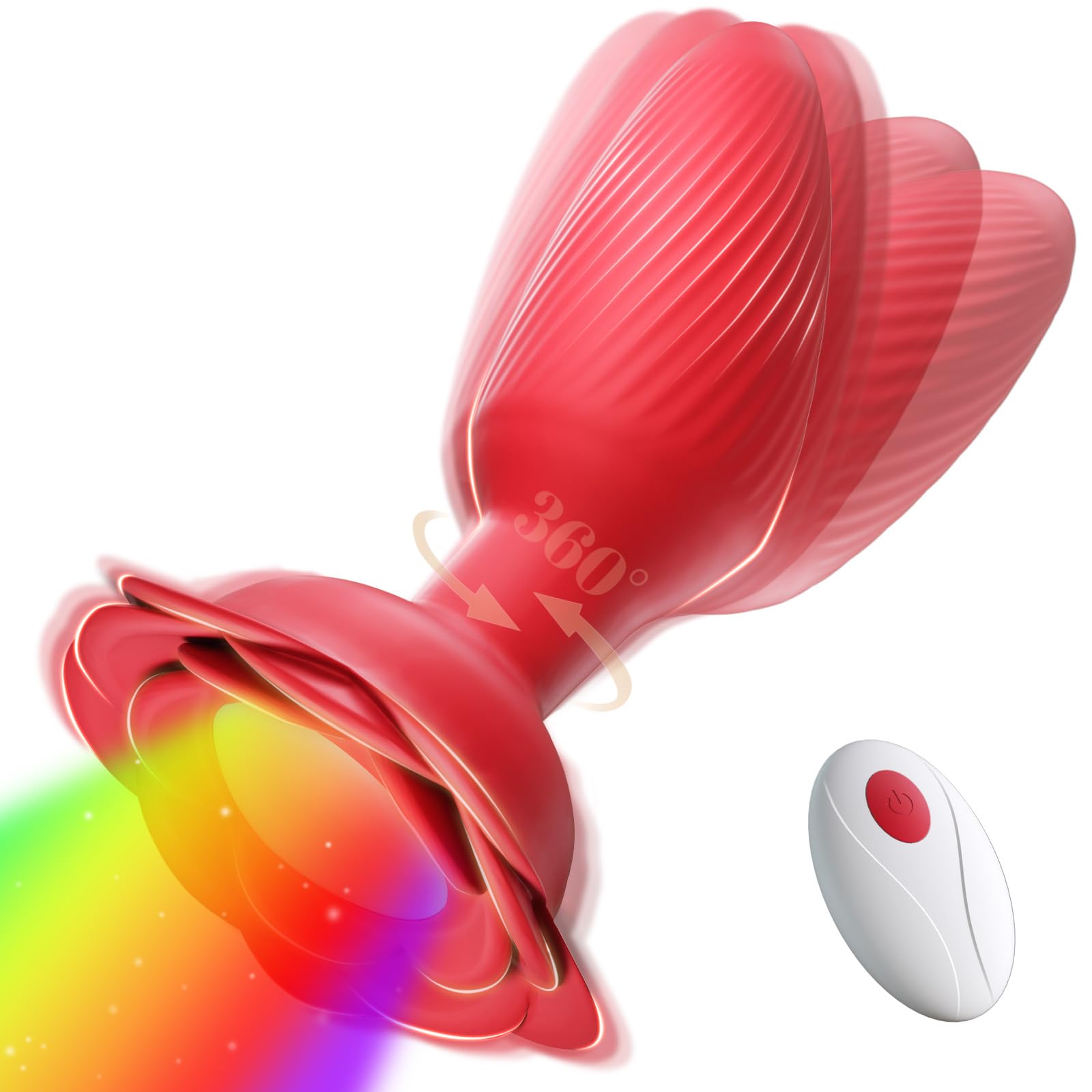 360° Rotating Anal Plug with Remote Control - 10 Vibration & Rotation Modes for Women & Couples | Rose-Shaped Prostate Massager & Vibrating Butt Plug for Enhanced Intimacy & Pleasure | Perfect for Couples Play, Solo Exploration & Sensual Massage