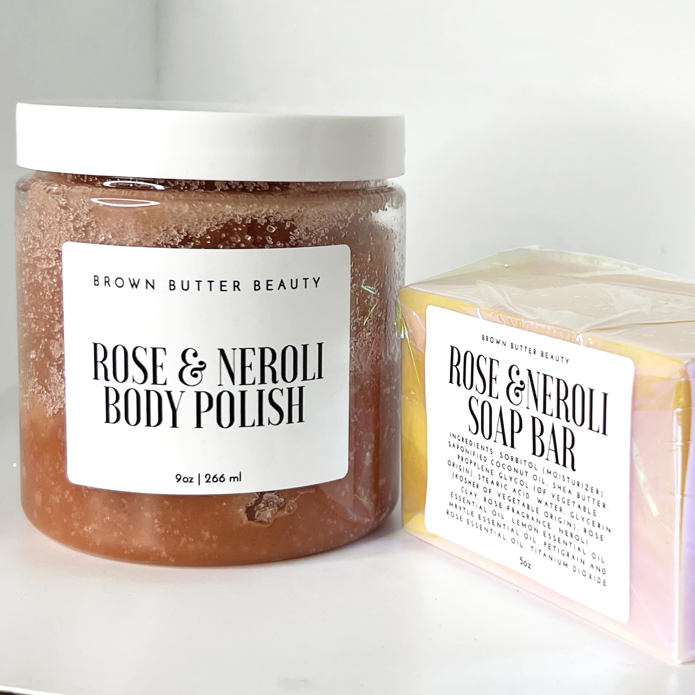 Natural Rose Body Scrub & Soap Bar Set - Relaxing Spa Gift for Women | Birthday, Christmas & Holiday Present | Moisturizing Bath & Body Care for Self-Care & Gifting