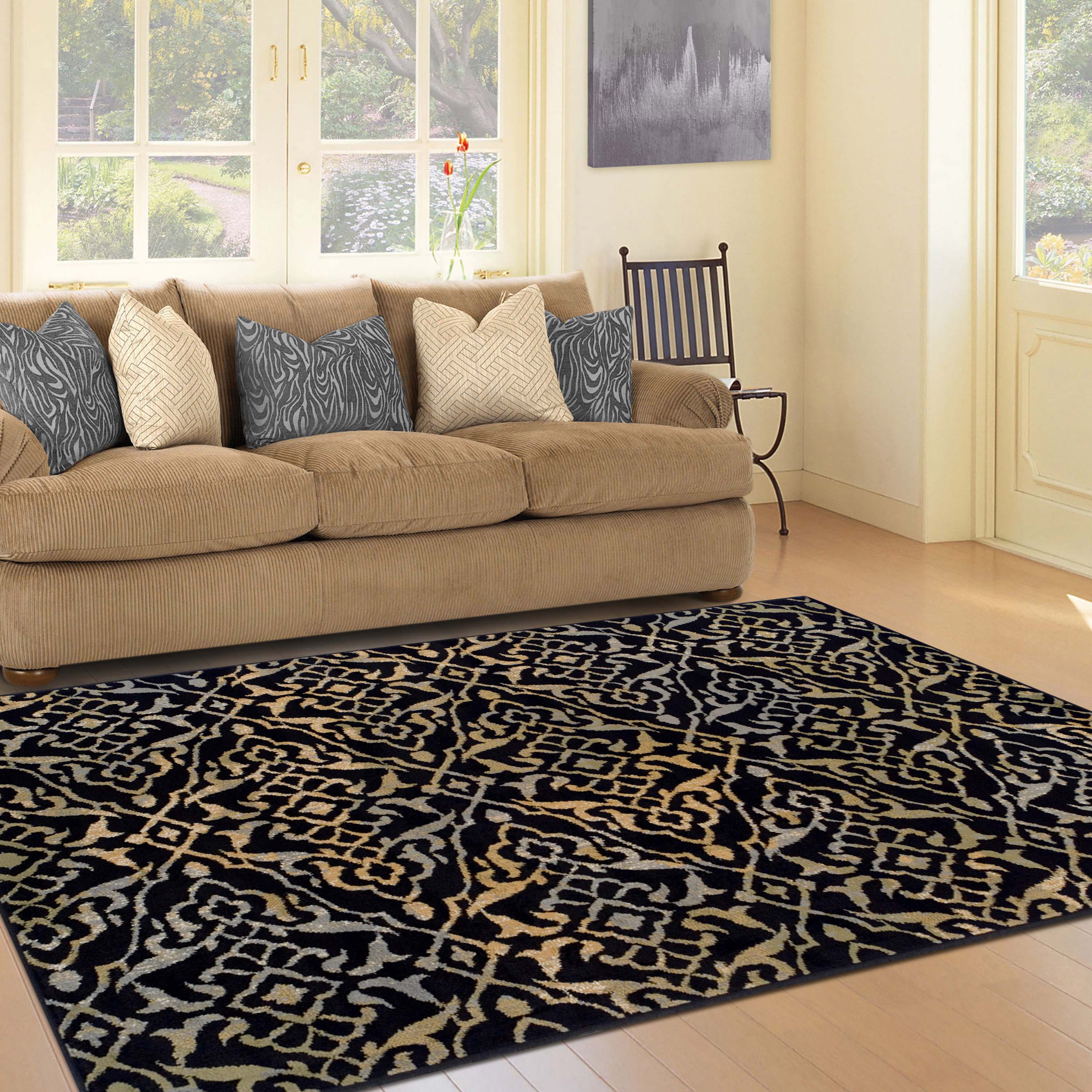 Premium Corbin Damask Traditional Indoor Area Rug - Soft & Durable Non-Slip Living Room Carpet for Home Decor | Perfect for Bedroom, Dining Room & Office