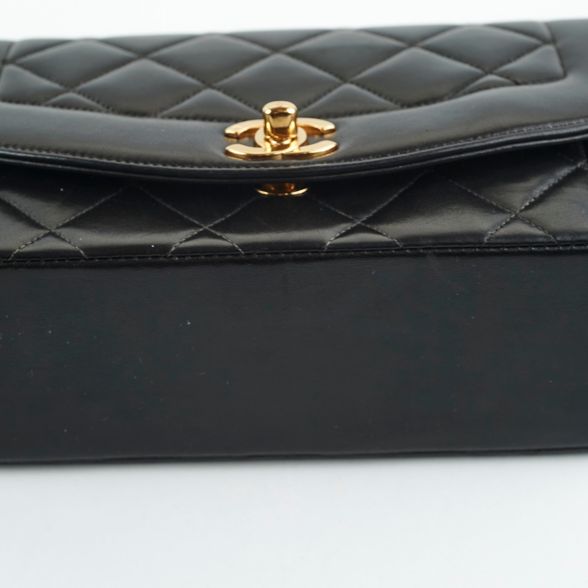 Authentic Chanel Small Vintage Diana Lambskin Leather Shoulder Bag Black - Perfect for Date Night & Special Occasions