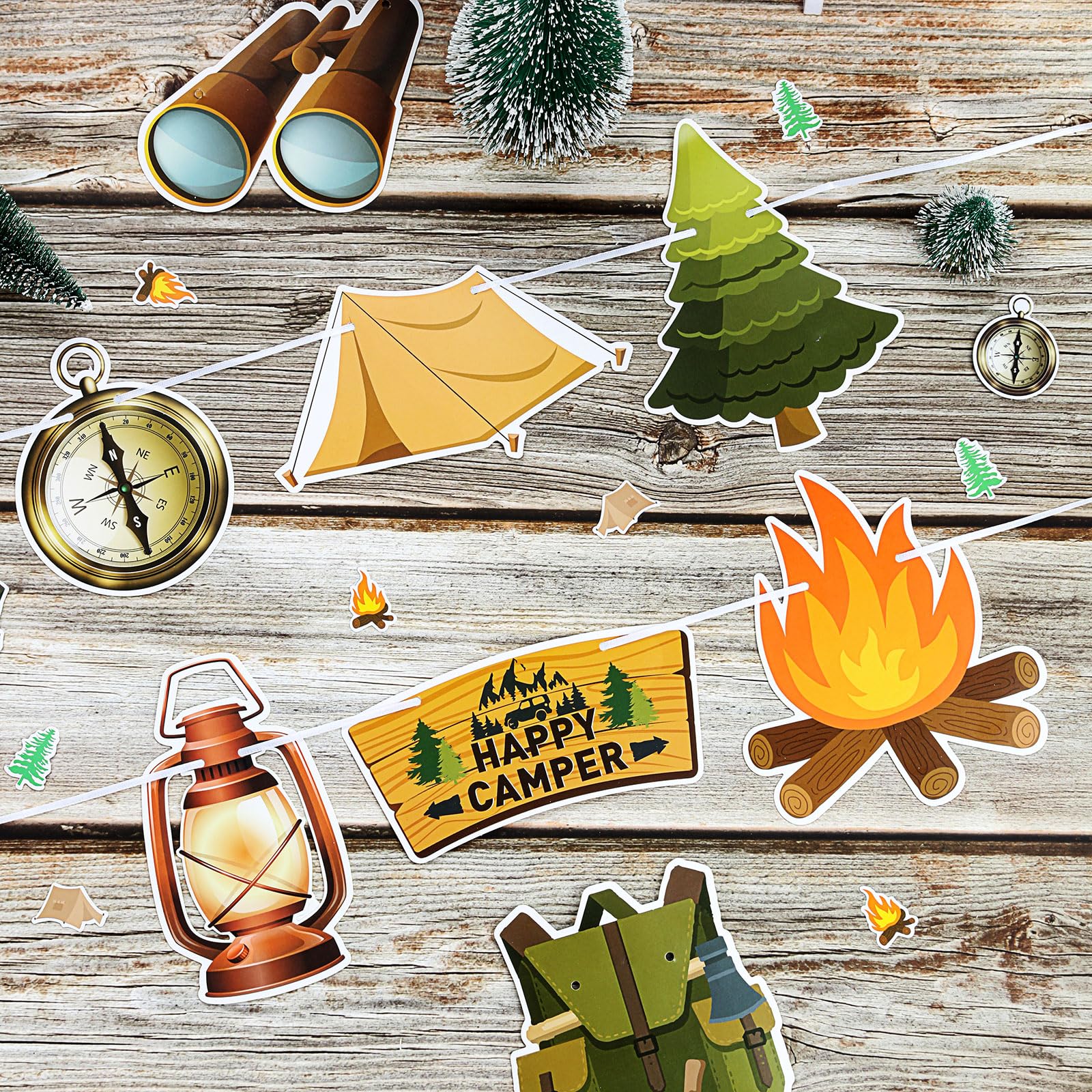 Camping Party Decorations - Welcome to Our Campsite Banner & Camper Garland for Outdoor Adventures, Lumberjack Birthday, Baby Shower | Perfect for Backyard Camping, RV Trips & Themed Parties