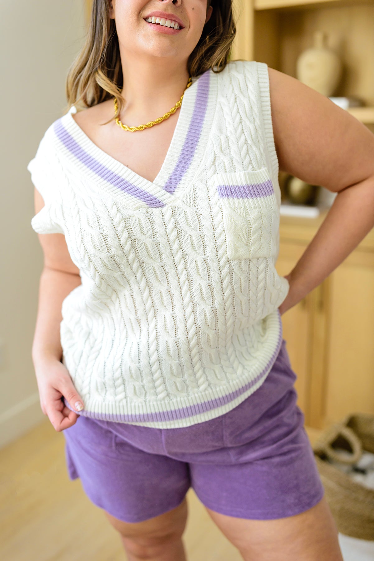 Stylish Power Girl Sweater Vest for Women - Cozy Knit Cardigan for Office, Casual & Fall Outfits | Trendy Layering Piece
