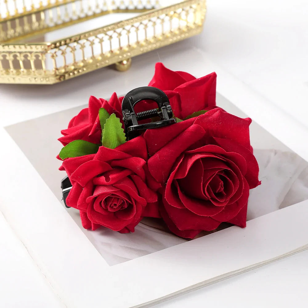 Haimeikang Large Flower Hair Clips for Women - Thick Hair Barrettes, Crab Claw Hairpins, Summer Fashion Hair Accessories for Weddings, Parties, and Everyday Wear