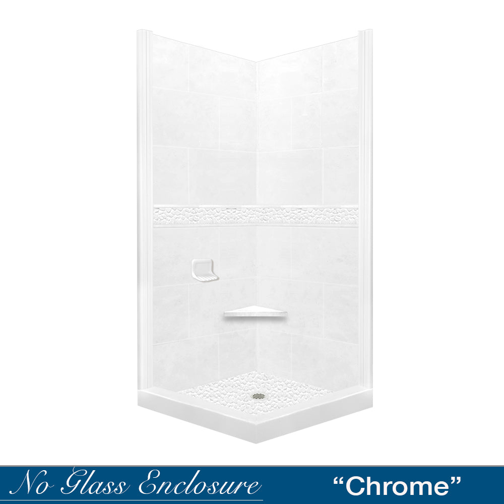 Pebble Natural Buff Corner Shower Kit - Waterproof Bathroom Shower Panel System for Modern Home & Spa Relaxation