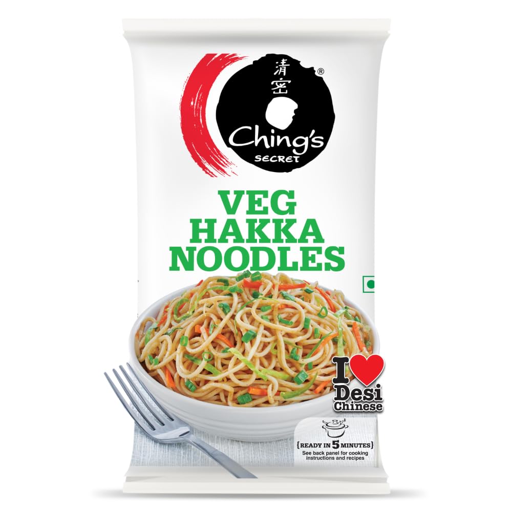 Ching's Just Soak Veg Hakka Noodles 560g - Instant Vegetarian Noodles for Quick Meals, Office Lunch & Camping Snacks