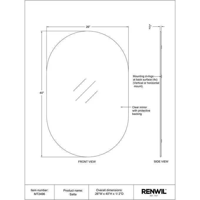 Saltas Mirror - Full-Length Wall Mirror with Adjustable Tilt, Shatterproof & Anti-Fog for Bedroom, Living Room, Gym, and Dance Studio - Perfect for Home Decor, Fitness Training, and Dance Practice