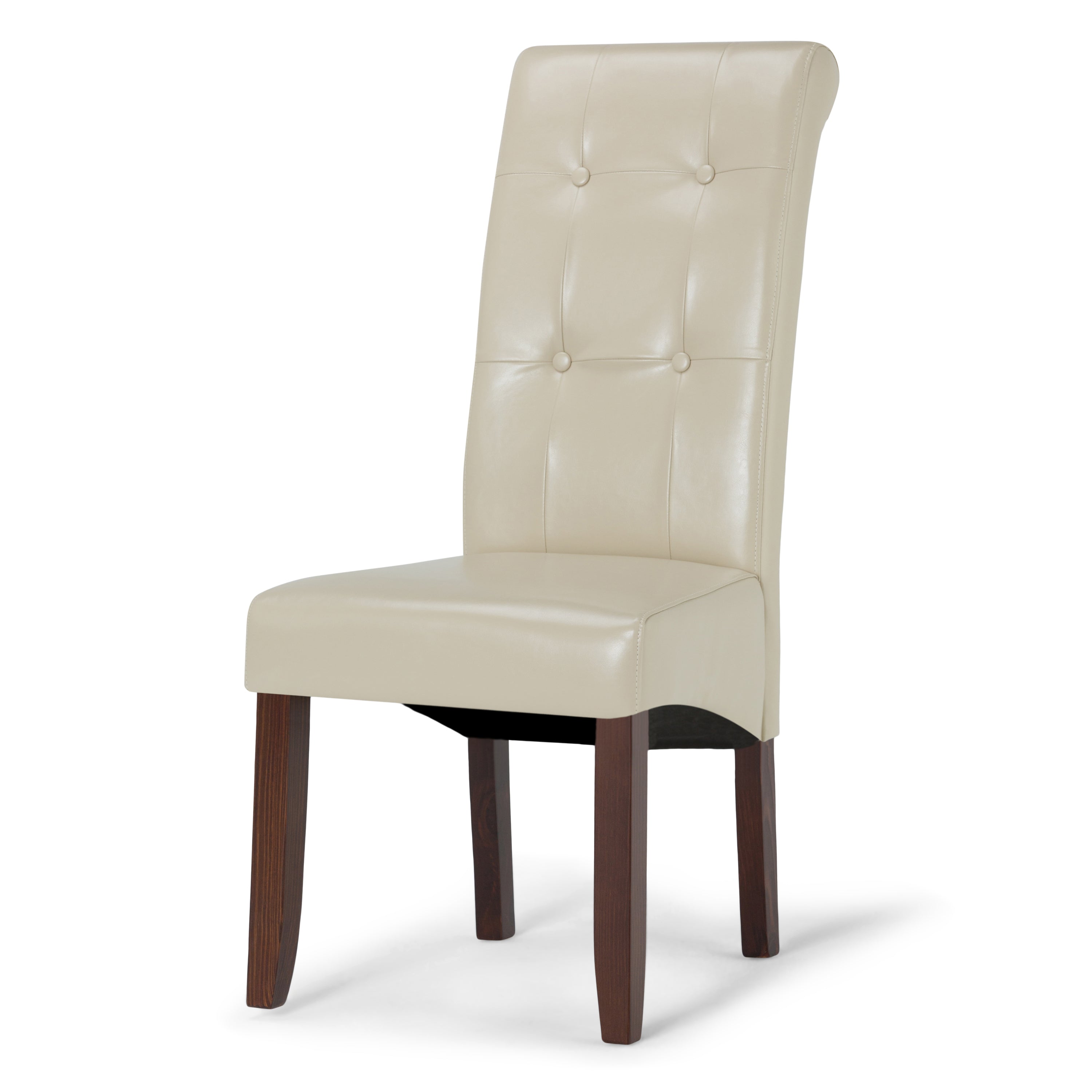 Cosmopolitan Deluxe Tufted Parson Chair Set of 2 in Satin Cream - Elegant Dining Room & Living Room Accent Chairs for Home Decor