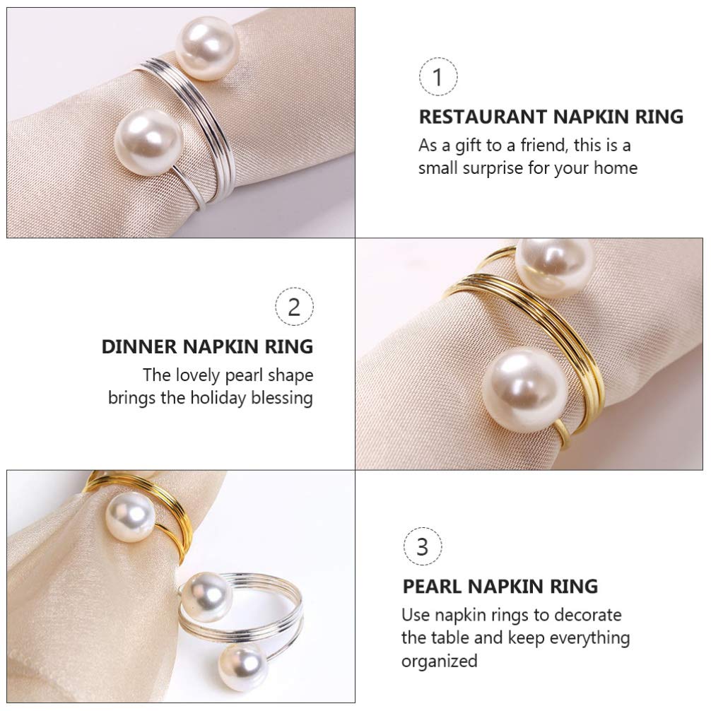 2-Pack Pearl Napkin Rings - Elegant Napkin Holders for Banquet, Dinner Party & Table Decor - Perfect for Weddings, Holidays & Special Occasions