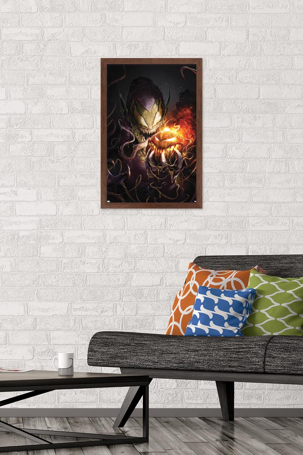 Marvel Comics Green Goblin Venom Wall Poster - The Amazing Spider-Man #32 Framed Art Print 22.4x14.7 Inches - Premium Mahogany Frame for Home Theater, Game Room & Superhero Bedroom Decor