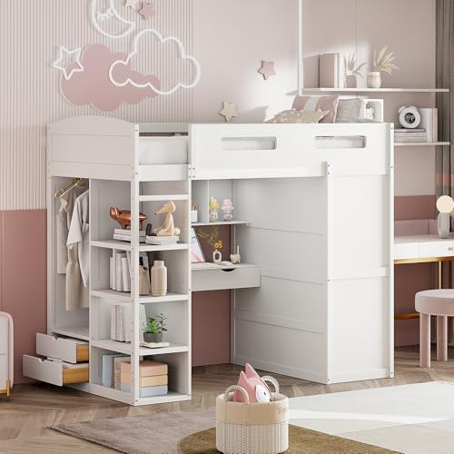 White With Desk & Wardrobes