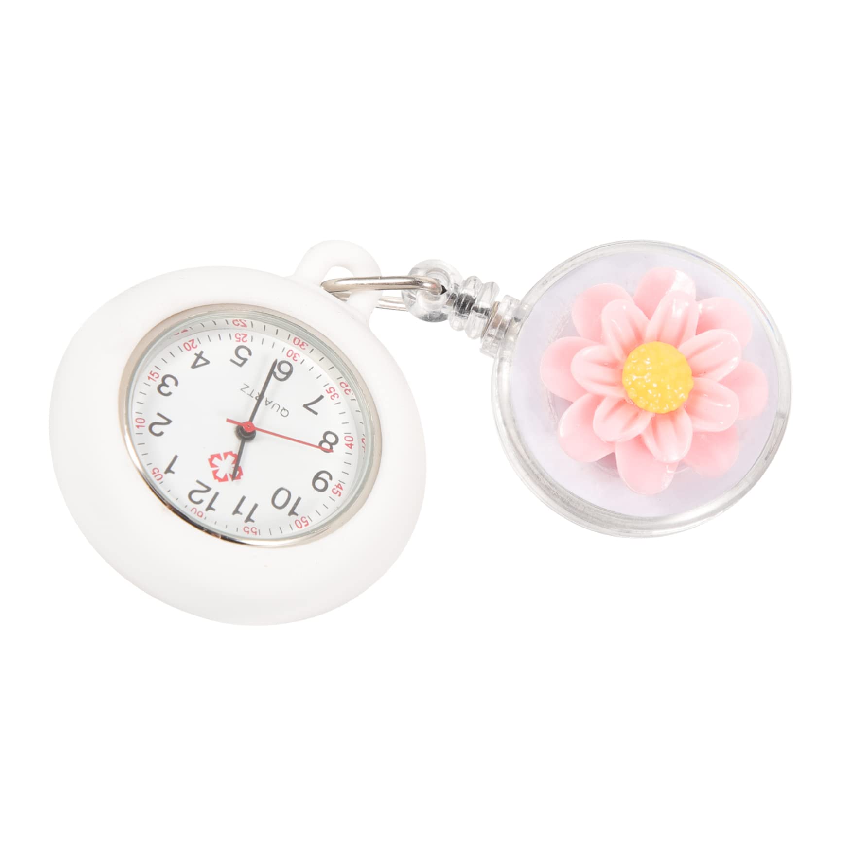 FOYTOKI Digital Nurse Pocket Watch with Clip - Waterproof Medical Watch for Nurses, Students & Professionals - Easy to Buckle Camellia Glass Backpack Watch (Ideal for Hospital Shifts, Clinical Use & School)