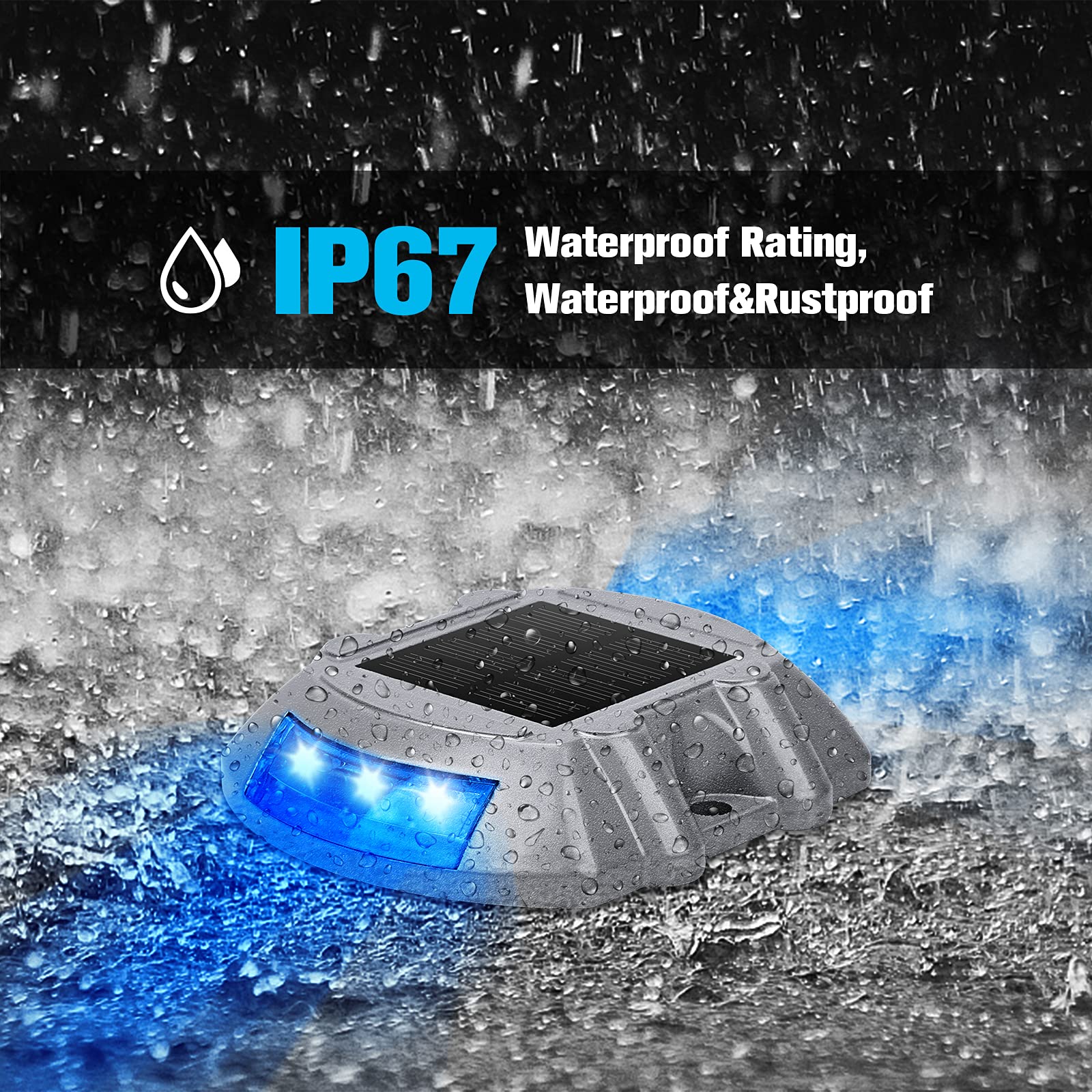 VOLISUN 12-Pack Solar Powered LED Deck Lights - IP67 Waterproof Outdoor Pathway Lighting for Driveway, Sidewalk, Garden, Yard & Dock - Blue Solar Step Lights for Night Safety & Landscape Decoration