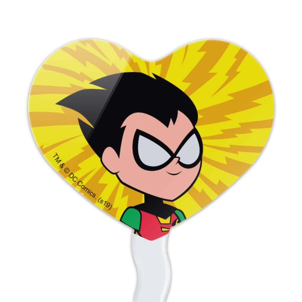 Teen Titans Go! Robin Heart Love Cupcake Toppers - Set of 6 for Birthday Party Decorations, Wedding Favors & Baking Supplies