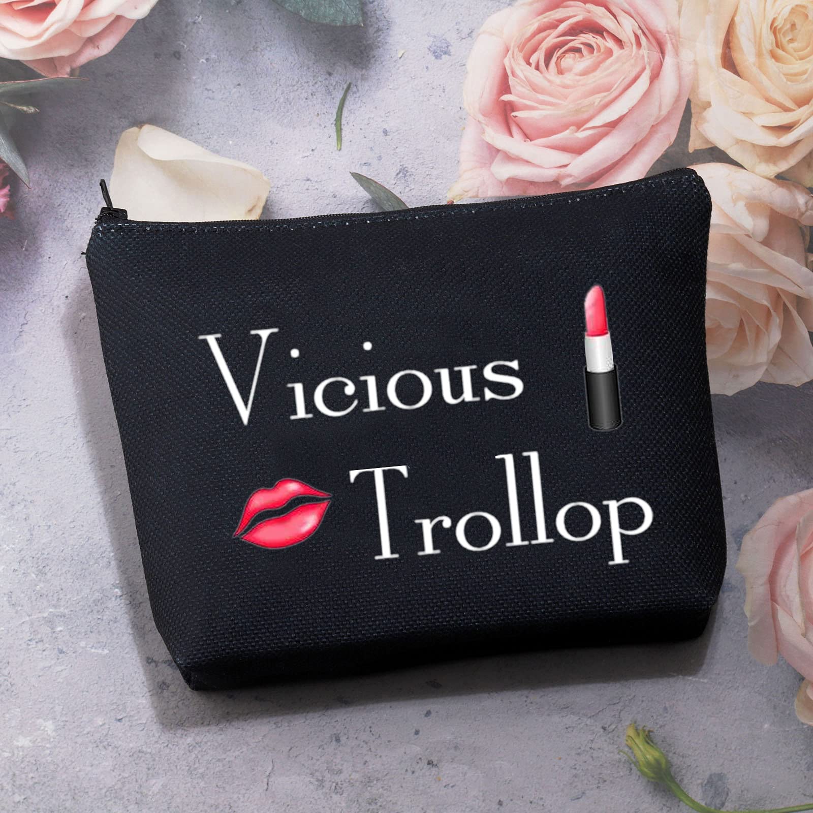 BDPWSS Vicious Trollop Bride Wedding Cosmetic Bag - Makeup Pouch for Bridal Shower, Bachelorette Party & BFF Gifts - Perfect for Bride-to-Be, Bridesmaids & Wedding Travel Essentials (Vicious Trollop Blue)