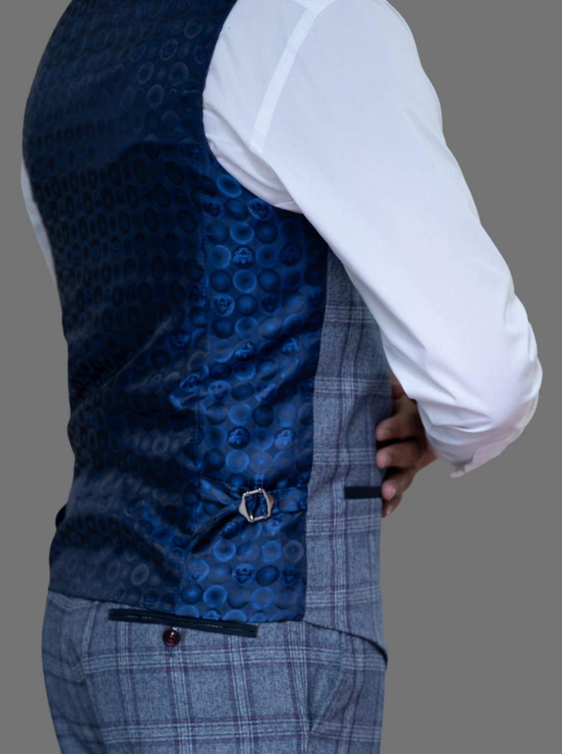 Marc Darcy Abbott Men's Blue Tweed Check Waistcoat Vest - Stylish Formal Wear for Weddings, Business Meetings & Special Occasions