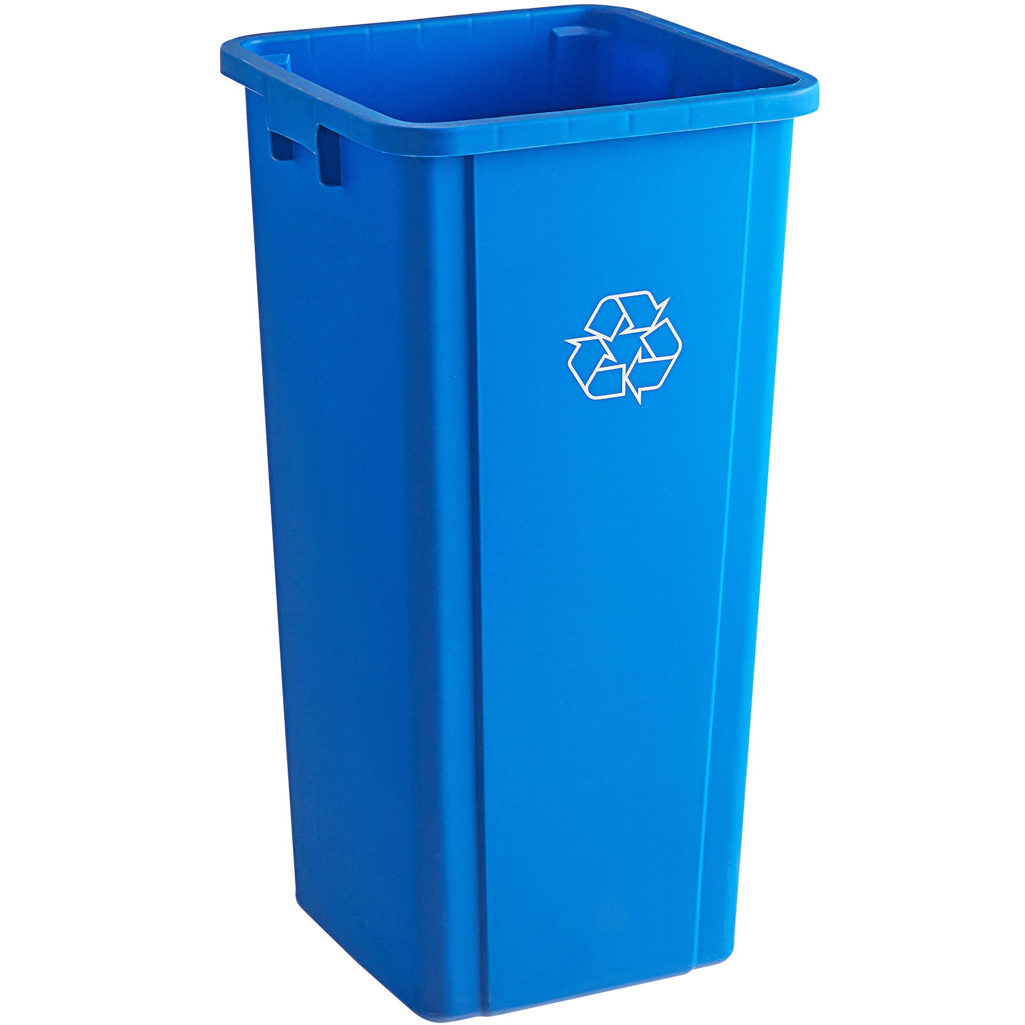 PRO&Family 92 Qt (23 Gallon/87 Liter) Blue Square Recycling Bin with Lid & Bottle/Can Hole - Heavy Duty Kitchen Trash Can, Plastic Garbage Bin for Home, Office, Garage & Outdoor Waste Management