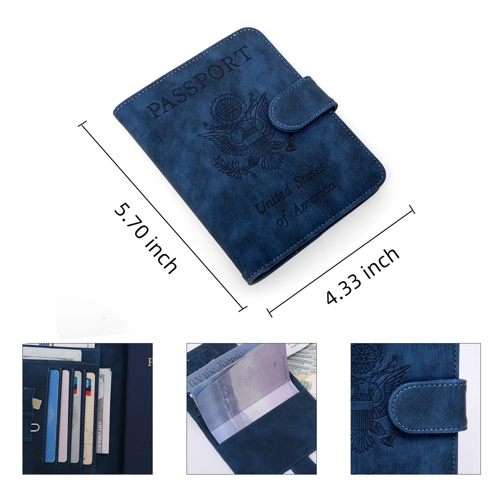 RFID Blocking Passport Holder Cover Wallet for Travel - Navy Blue Travel Essentials for Women & Men - Perfect for Airports, Vacations & Business Trips