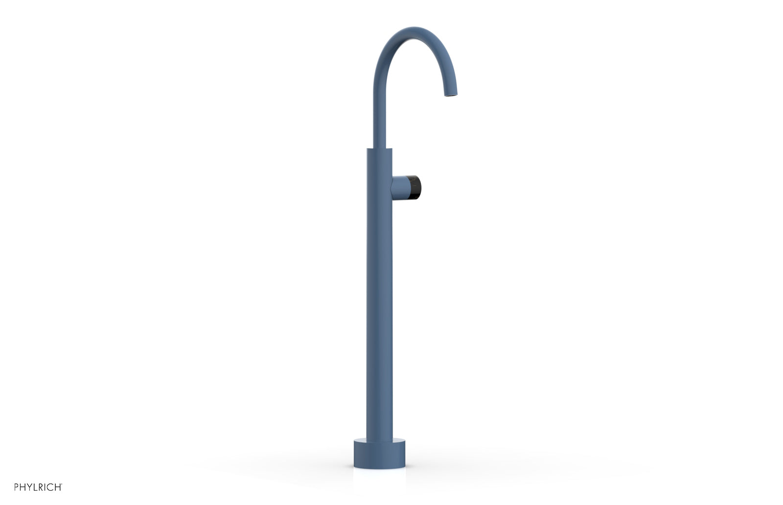 BASIC II Low Floor Mount Tub Filler with Black Marble Handle - Model 230 47 04 | Modern Bathroom Faucet for Freestanding Tubs & Luxury Spa Settings