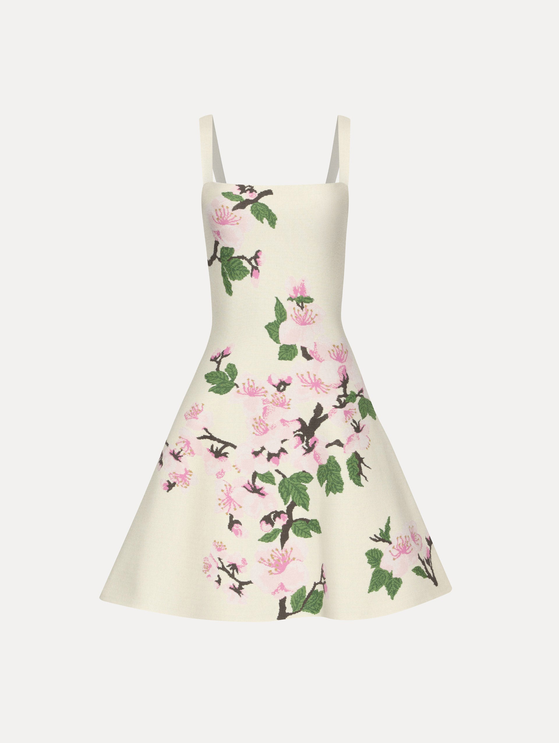 Cherry Blossom Jacquard Floral Print Dress for Women - Elegant Spring Summer Casual Maxi Dress for Beach, Wedding & Party Occasions