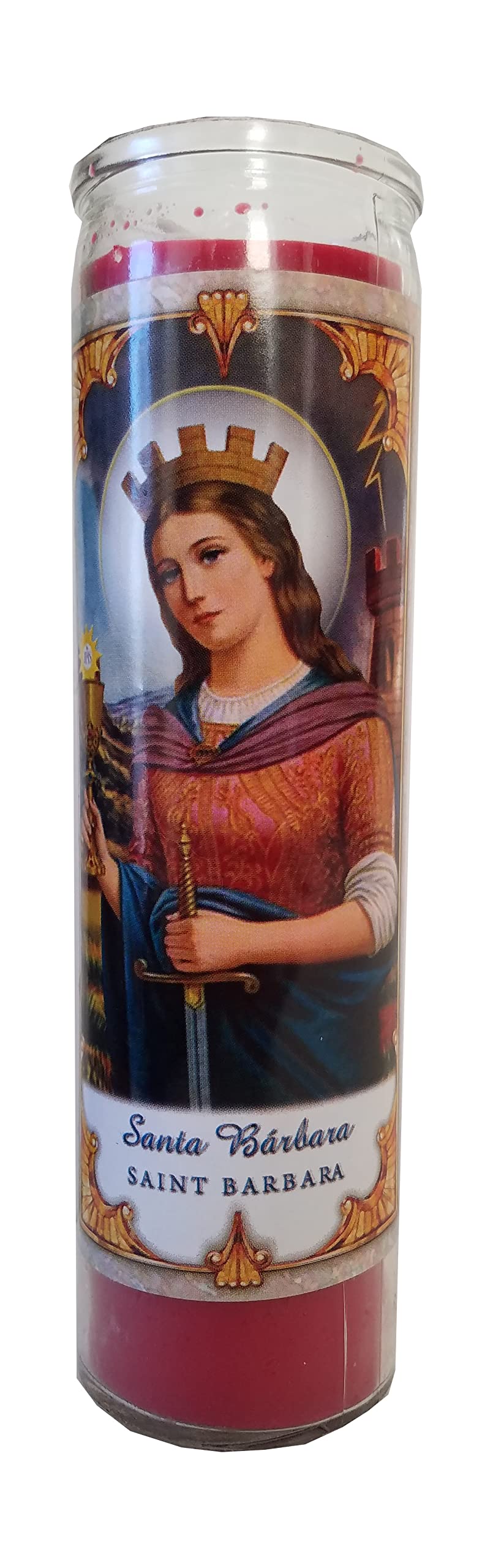 Saint Barbara Red Devotional Candle - Religious Prayer Candle for Catholic Saints, Home Altar Decor & Spiritual Protection - Perfect for Prayer, Meditation & Sacred Spaces